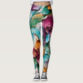 Floral Abstract Paint Pattern – Artistic Modern  Leggings