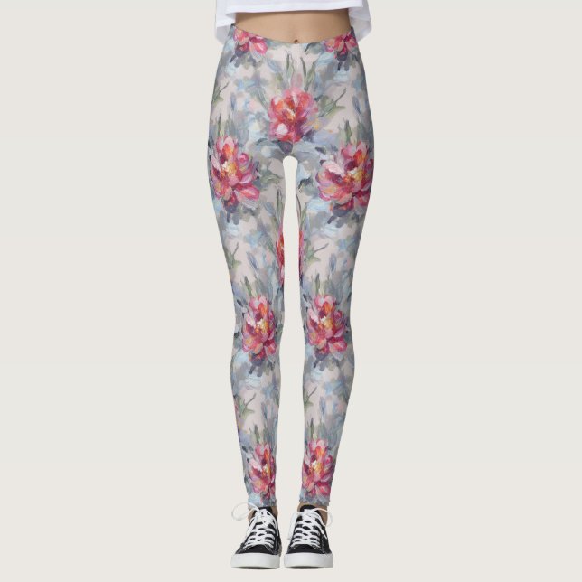Floral Abstract Paint Pattern – Artistic Modern  Leggings (Vorderseite)