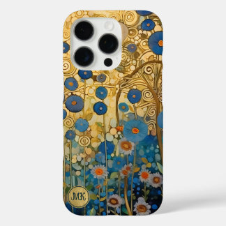 Floral Abstrakt Art Gold Monogram Blume iPhone 16 Pro Hülle