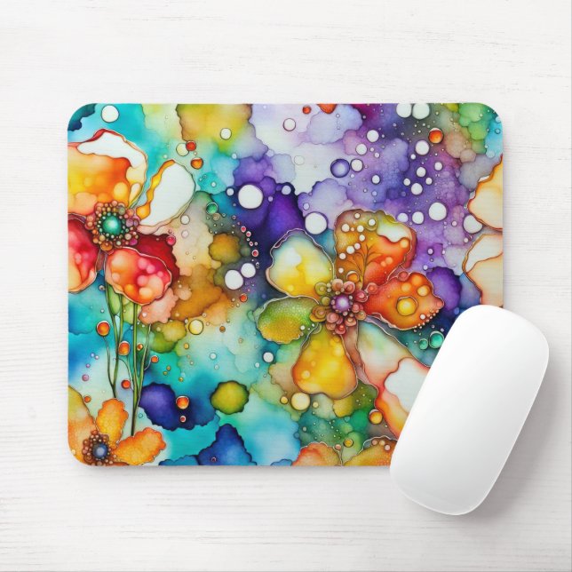 Floral Abstrakte Alkoholtinte Mousepad (Mit Mouse)
