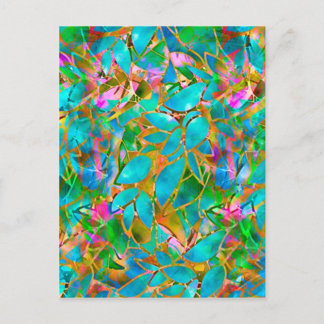 Floral Abstraktes Hartglas Postkarte (Vorderseite)
