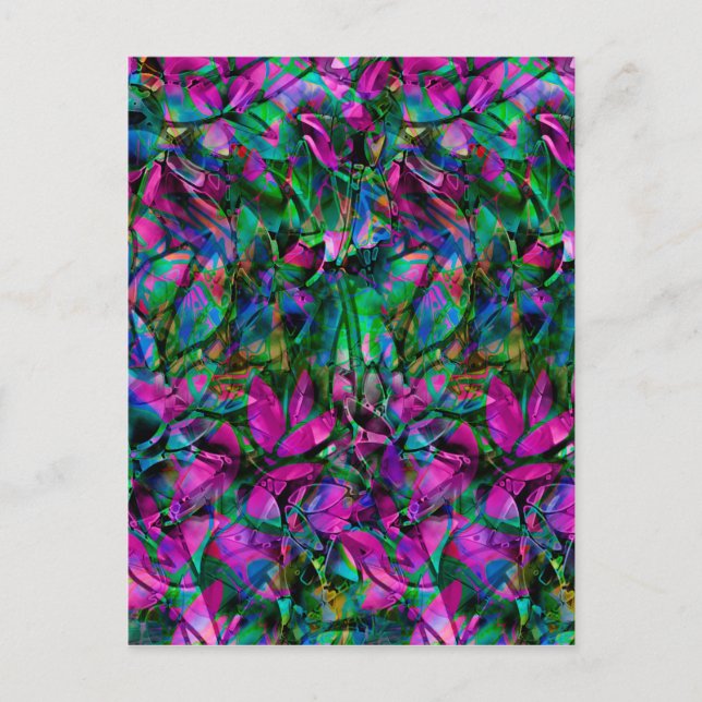 Floral Abstraktes Hartglas Postkarte (Vorderseite)