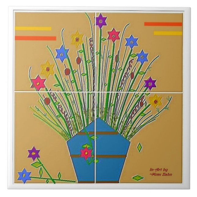 "Floral Accent" 6x6 Keramik Tile Fliese (Vorderseite)