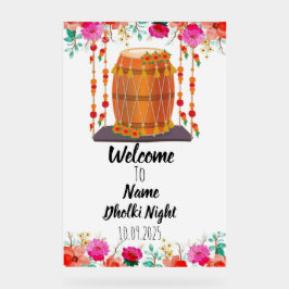 Floral Acryl Dholki Night-Zeichen Acrylschild