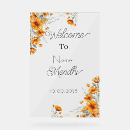 Floral Acrylic Mendhi Acrylschild