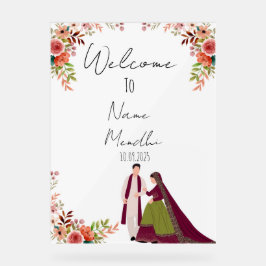 Floral Acrylzeichen Mendhi Acrylschild