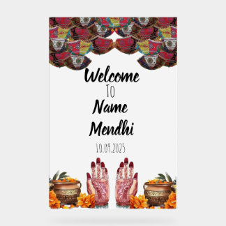 Floral Acrylzeichen Mendhi Acrylschild