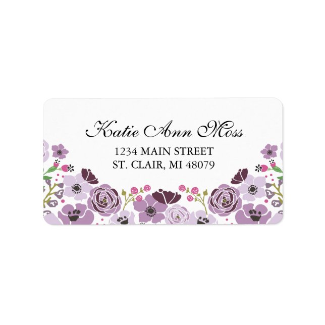 Floral Address Label | LILA Adressaufkleber (Vorne)