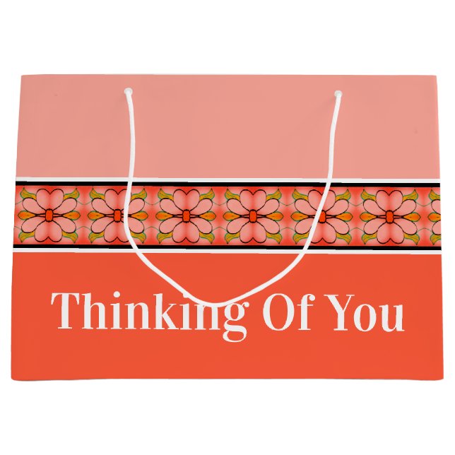 Floral akzentierter Streifen Große Geschenktüte (Vorderseite)