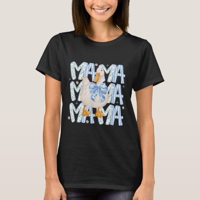 Floral Albern Gänse Boho Mama Mama Farm Enten Tier T-Shirt (Vorderseite)