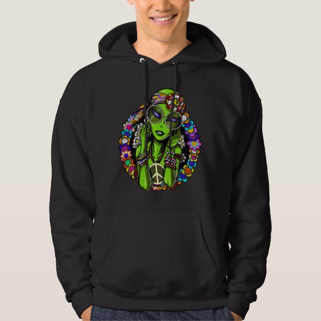 Floral Alien Hippie Hoodie (Vorderseite)