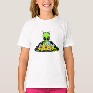 Floral Alien Spaceship T-Shirt