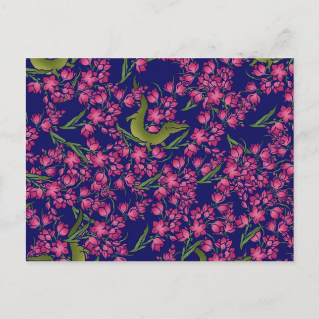 Floral Alligator Gator Girl Blume Alligator Postkarte (Vorderseite)