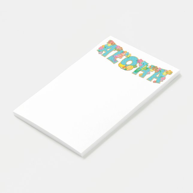 Floral Aloha Typografie Post-it Klebezettel (angewinkelt)