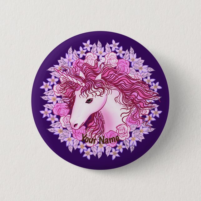 Floral Alpha Unicorn Button (Vorderseite)