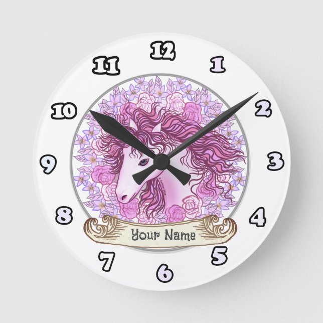 Floral Alpha Unicorn Uhr (Vorderseite)