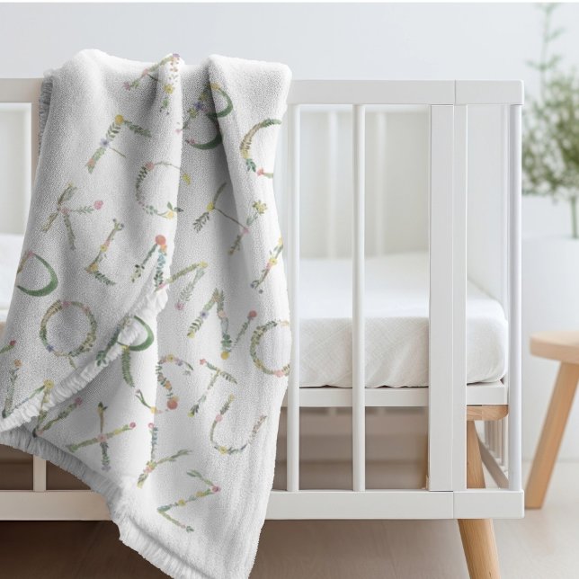 Floral Alphabet ABC Fleece Blanket Sherpadecke (Von Creator hochgeladen)