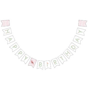 Floral Alphabet Happy Birthday Banner