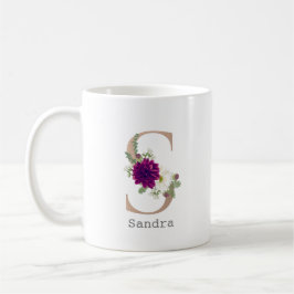 Floral Alphabet individuelle Name Brief "S" Kaffeetasse