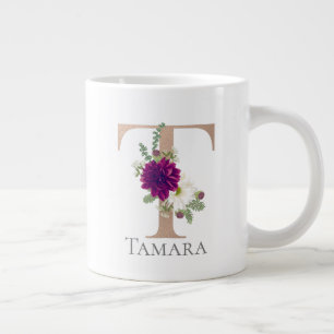Floral Alphabet individuelle Name Brief "T" Jumbo-Tasse