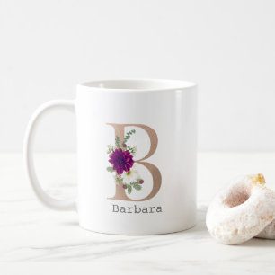 Floral Alphabet individuelle Name Buchstabe "B" Kaffeetasse