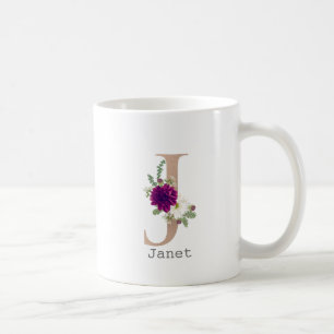 Floral Alphabet individuelle Name Buchstabe "J" Ka Kaffeetasse