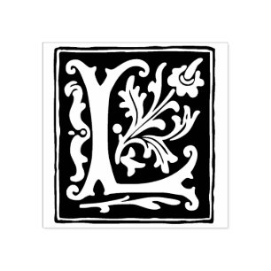 Floral Alphabet Letter L Vintag Typografie Gummistempel