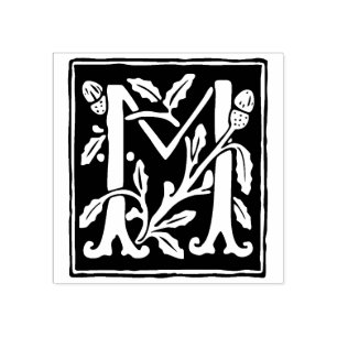Floral Alphabet Letter M Vintag Typografie Gummistempel