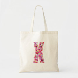 Floral Alphabet Letter X Tragetasche