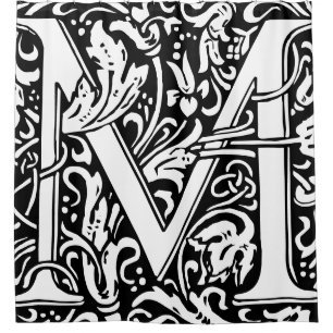 Floral Alphabet Mit Monogramm Letter M Classic Duschvorhang