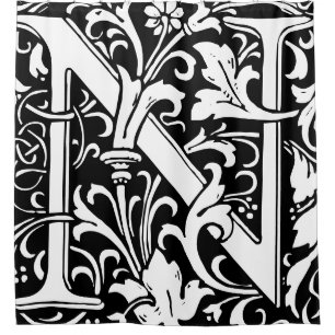 Floral Alphabet Mit Monogramm Letter N Classic Duschvorhang