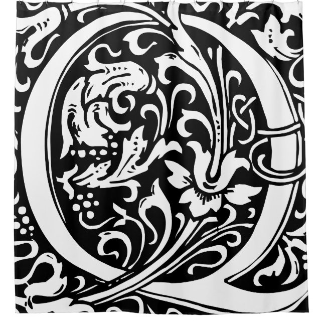 Floral Alphabet Mit Monogramm Letter Q Classic Duschvorhang (Vorderseite)