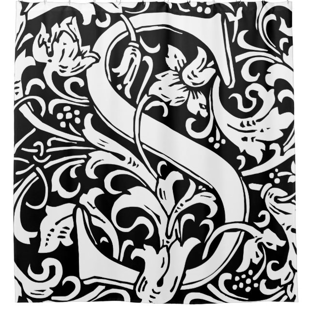 Floral Alphabet Mit Monogramm Letter S Classic Duschvorhang (Vorderseite)