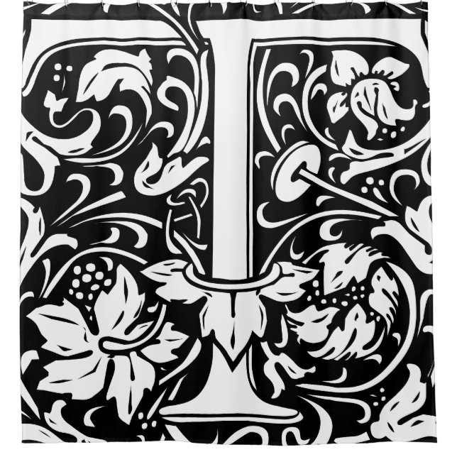 Floral Alphabet Mit Monogramm Letter T Classic Duschvorhang (Vorderseite)