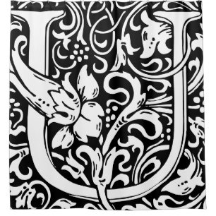 Floral Alphabet Mit Monogramm Letter U Classic Duschvorhang
