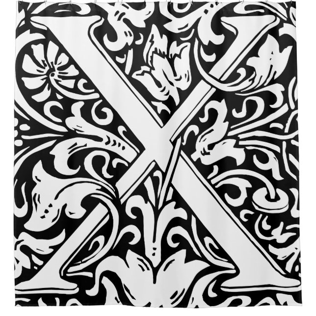 Floral Alphabet Mit Monogramm Letter X Classic Duschvorhang (Vorderseite)