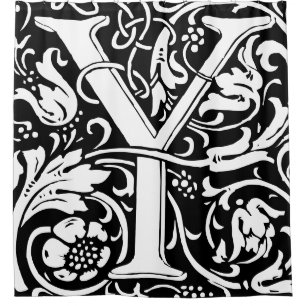Floral Alphabet Mit Monogramm Letter Y Duschvorhang