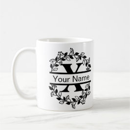 Floral Alphabet mit Name Custom Monogram Kaffeetasse