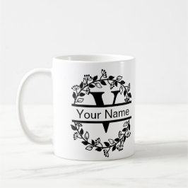 Floral Alphabet mit Name Custom Monogram Kaffeetasse