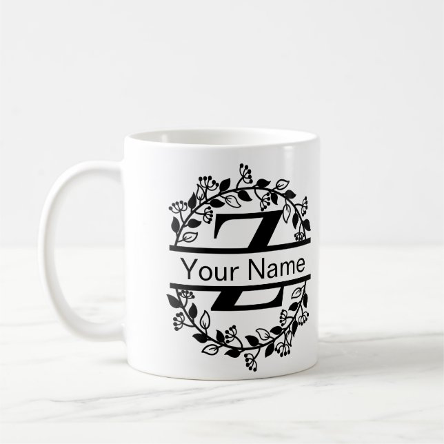 Floral Alphabet mit Name Custom Monogram Kaffeetasse (Links)