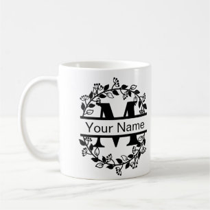 Floral Alphabet mit Name Custom Monogram Kaffeetasse