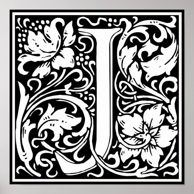 Floral Alphabet Monogram Letter J Poster (Vorne)