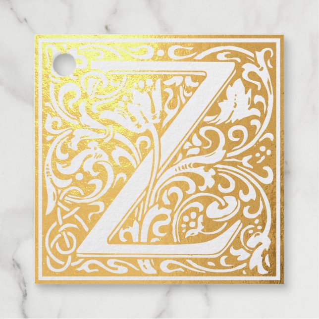 Floral Alphabet Monogram Letter M Square Sticker Geschenkanhänger (Vorderseite)