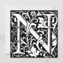 Floral Alphabet Monogram Letter N Morris
