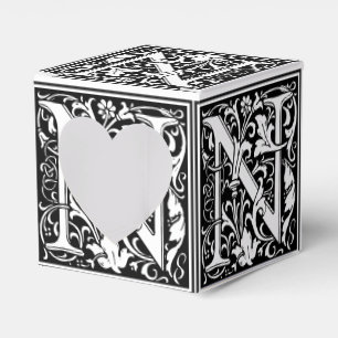 Floral Alphabet Monogram Letter N Tile Morris Geschenkschachtel