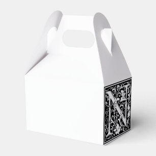 Floral Alphabet Monogram Letter N Tile Morris Geschenkschachtel