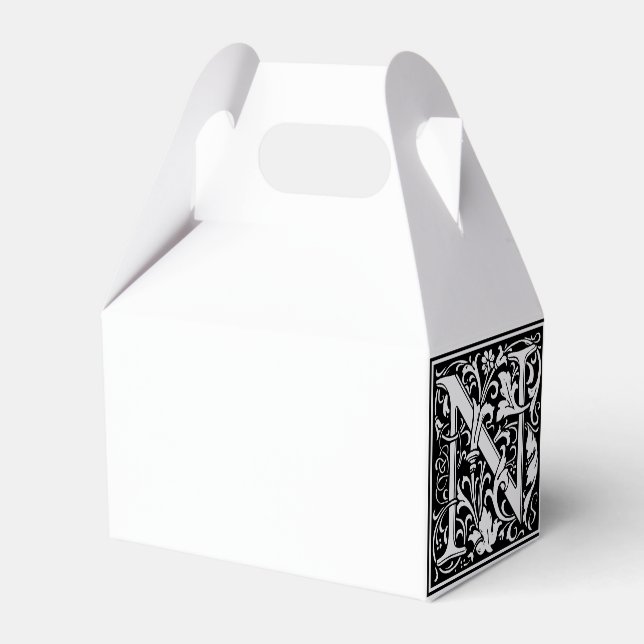 Floral Alphabet Monogram Letter N Tile Morris Geschenkschachtel (Vorderseite)