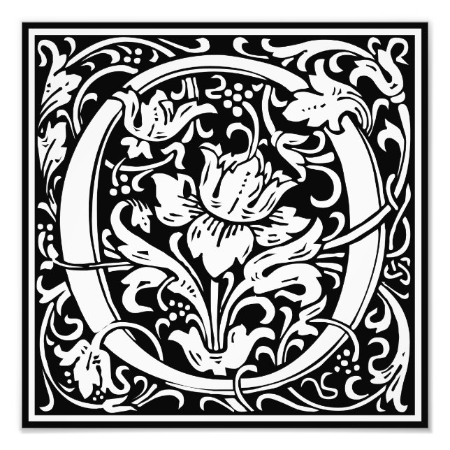 Floral Alphabet Monogram Letter O Foto Print (Vorne)
