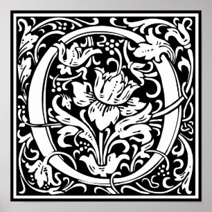 Floral Alphabet Monogram Letter O Poster