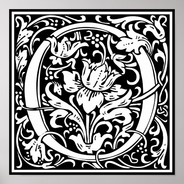 Floral Alphabet Monogram Letter O Poster (Vorne)